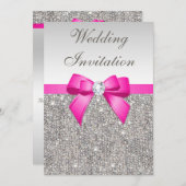Invitation Séquences d'argent de Faux Diamants Bow Mariage (Devant / Derrière)
