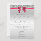 Invitation Séquences d'argent Faux Diamants et Mariage de bow (Dos)