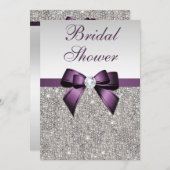 Invitation Séquences d'argent Faux Fête des mariées de cou vi (Devant / Derrière)