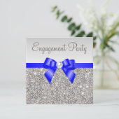 Invitation Séquences d'argent Faux Fiançailles Royal Blue Bow (Debout devant)