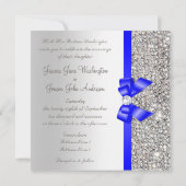 Invitation Séquences d'argent Faux Mariage Royal Blue Bow (Dos)