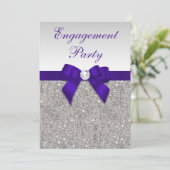 Invitation Séquences d'argent Fiançailles Profondeur Royal Pu (Debout devant)