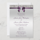 Invitation Séquences d'argent fiançailles Violet Bow (Dos)