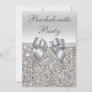Invitation Séquences d'argent glamour Bow Bachelorette