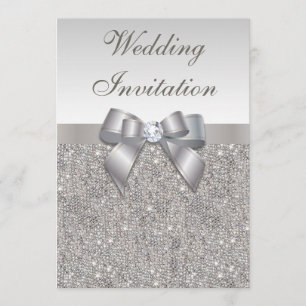 Invitation Séquences d'argent imprimées Diamants et Mariage d