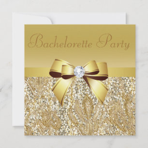Invitation Séquences d'or, Bow & Diamond Bachelorette Party