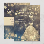 Invitation Séquences d'or étoiles lune Quinceañera Invitati (Devant / Derrière)