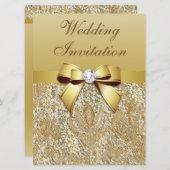 Invitation Séquences d'or Faux et Mariage de Bow (Devant / Derrière)