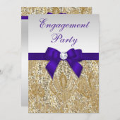 Invitation Séquences d'or Fiançailles Profonde Royal Purple B (Devant / Derrière)