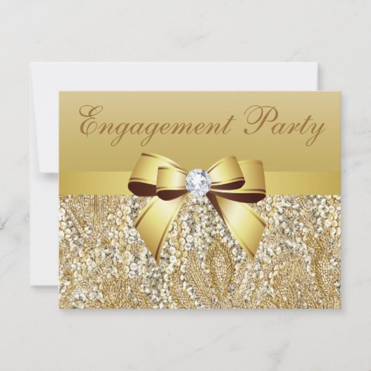 Invitation Séquences d'or, Partie d'engagement Bow & Diamond (Devant)