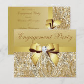 Invitation Séquences d'or, Partie d'engagement Bow & Diamond (Devant / Derrière)