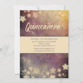 Invitation Séquences d'or robe étoiles lune Quinceañera (Dos)