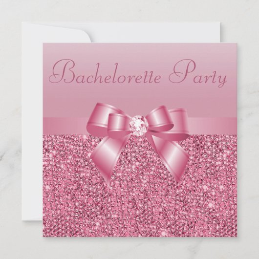 Invitation Séquences roses, Bow & Diamond Bachelorette Party (Devant)