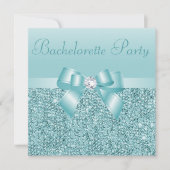 Invitation Séquences turquoises, Bachelorette Bow & Diamond (Devant)