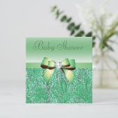 Invitation Séquences vertes, Bow & Diamond Baby shower (Debout devant)