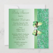 Invitation Séquences vertes, Bow & Diamond Baby shower (Dos)