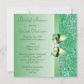 Invitation Séquences vertes, Bow & Diamond Fête des mariées (Dos)