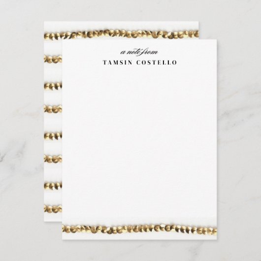 Invitation Séquin d'or minimal à note plate Papier à lettres  (Devant / Derrière)