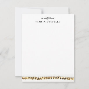 Invitation Séquin d'or minimal à note plate Papier à lettres 