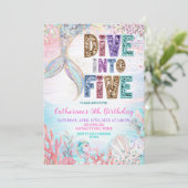 Invitation Sequin Glitters Dive into five mermaid bash Birthd (Debout devant)