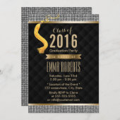 Invitation Séquin Silver de luxe Bordure Moderne Graduation (Devant / Derrière)