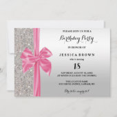 Invitation Séquines d'argent de la caverne de soie rose 18e a (Devant)