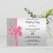 Invitation Séquines d'argent de la caverne de soie rose 18e a (Debout devant)