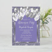 Invitation Séquines de cadre en argent Ballons Violet Retrait (Debout devant)