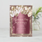 Invitation Séquines de cadres d'or Ballons Burgundy Retraite (Debout devant)