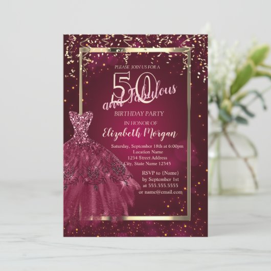 Invitation Séquines d'or Robe de Parties scintillant Bourgogn (Debout devant)