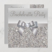 Invitation Séquins d'argent, Bow & Diamond Bachelorette Party (Devant / Derrière)
