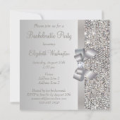Invitation Séquins d'argent, Bow & Diamond Bachelorette Party (Dos)