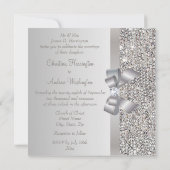 Invitation Séquins d'argent, Bow & Diamond Wedding Invite (Dos)