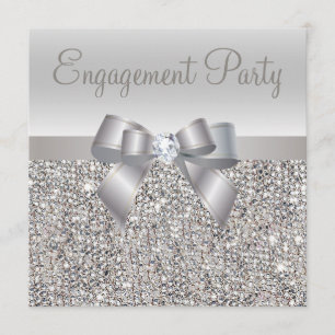 Invitation Séquins d'argent, groupe d'engagement Bow & Diamon