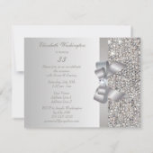 Invitation Séquins d'argent imprimé, Bow & Diamond Anniversai (Dos)