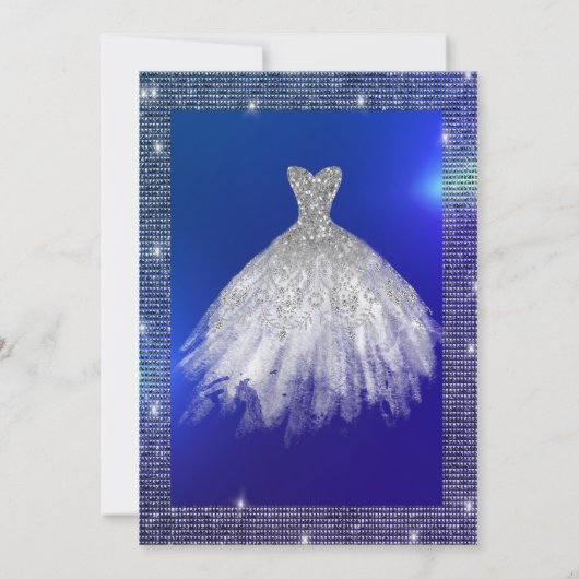 Invitation Séquins d'argent, Robe Bleu Doux 16 (Dos)