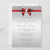 Invitation Séquins d'argent Royal Red Bow et Mariage de diama (Dos)