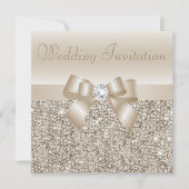 Invitation Séquins de Champagne, Mariage de Bow & Diamant (Devant)