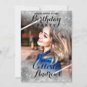 Invitation Séquins de Parties scintillant d'argent Coins Phot (Devant)