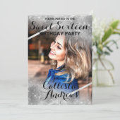 Invitation Séquins de Parties scintillant en argent Coins Pho (Debout devant)