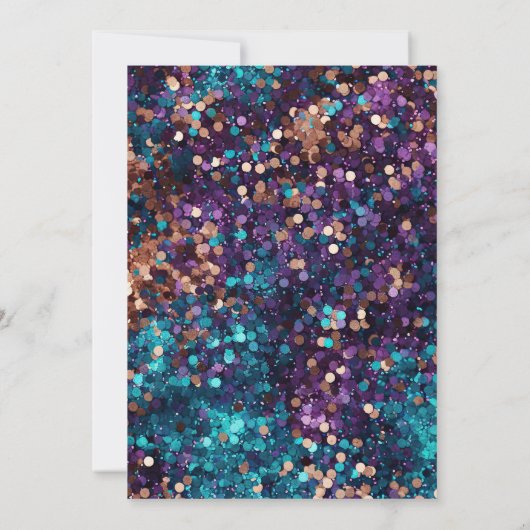 Invitation Séquins de sirène violet et bleu Frame Anniversair (Dos)
