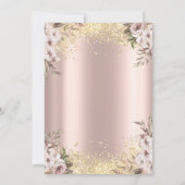 Invitation Séquins d'or Bordure Fleurs Boho Retraite (Dos)
