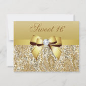 Invitation Séquins d'or, Bow & Diamond Sweet 16 (Devant)