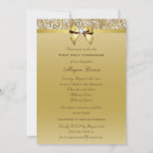 Invitation Séquins d'or de la Première Communion, Bow Diamond (Dos)