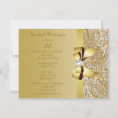 Invitation Séquins d'or, fête d'anniversaire de Bow & Diamond (Dos)