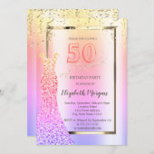 Invitation Sequins Dress Ombre 50e Anniversaire (Devant / Derrière)