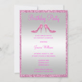 Invitation Séquins et Stilettos rose Glitzy 25e anniversaire (Devant)