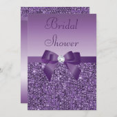 Invitation Séquins imprimés violets Fête de l'mariée Bow & Di (Devant / Derrière)