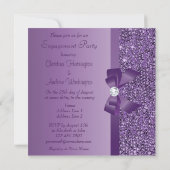 Invitation Séquins imprimés violets Fiançailles de bois et de (Dos)