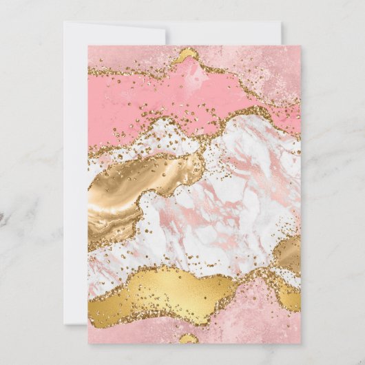 Invitation Séquins or et rose Agate Anniversaire (Dos)
